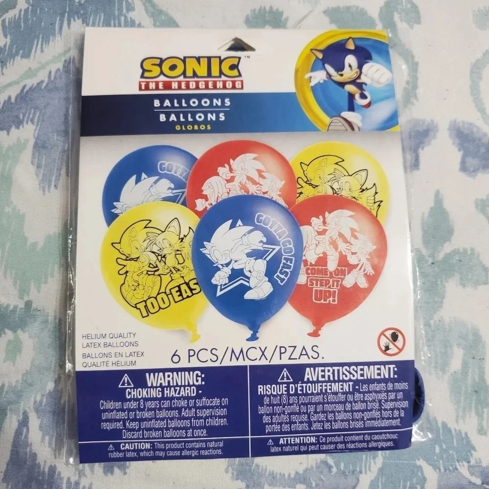 Sonic The Hedgehog Tablecover & Latex Balloons 6 PC Party Decorations Birthday
